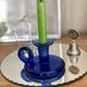 Persian blue blown glass candle holder