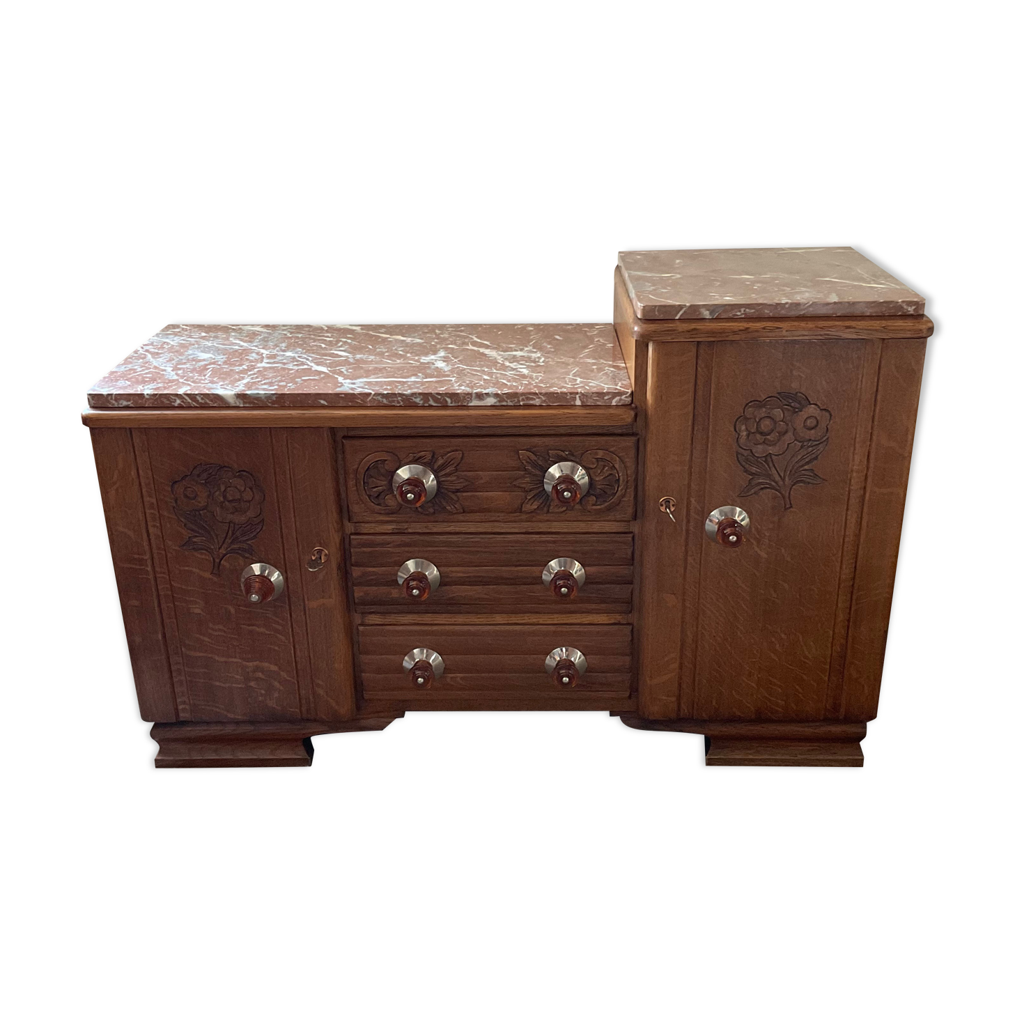 Art Deco sideboard in wood and marble