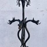 Black wrought iron fireplace tool set