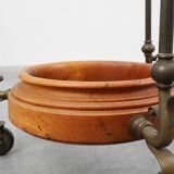 Rustic Copper and Walnut Serving Trolley with Glass Top, France ca. 1900