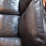 Roche Bobois black leather sofa