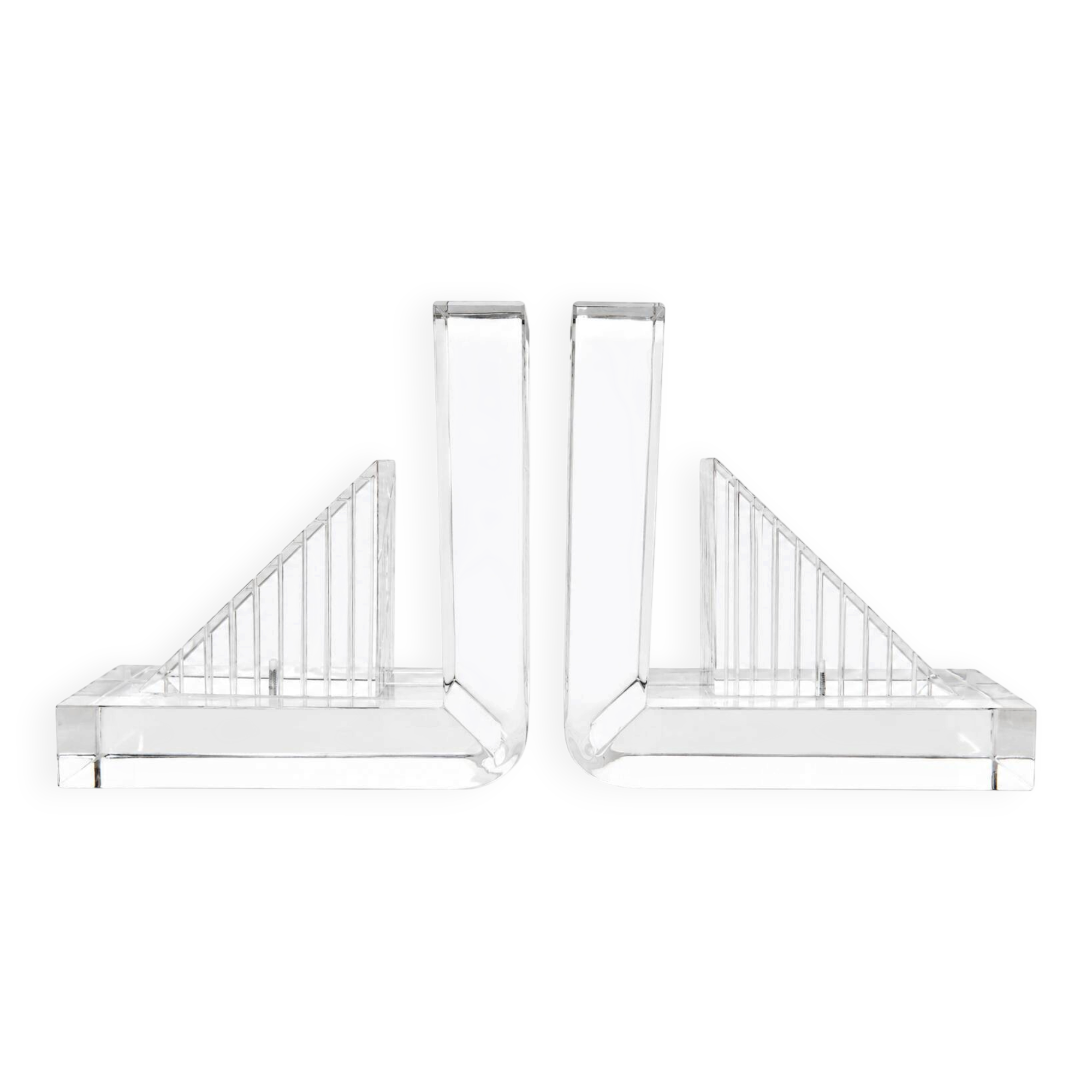 Bookends in solid methacrylate – Rare modernist design, 1980s