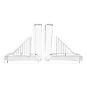 Bookends in solid methacrylate – Rare modernist design, 1980s