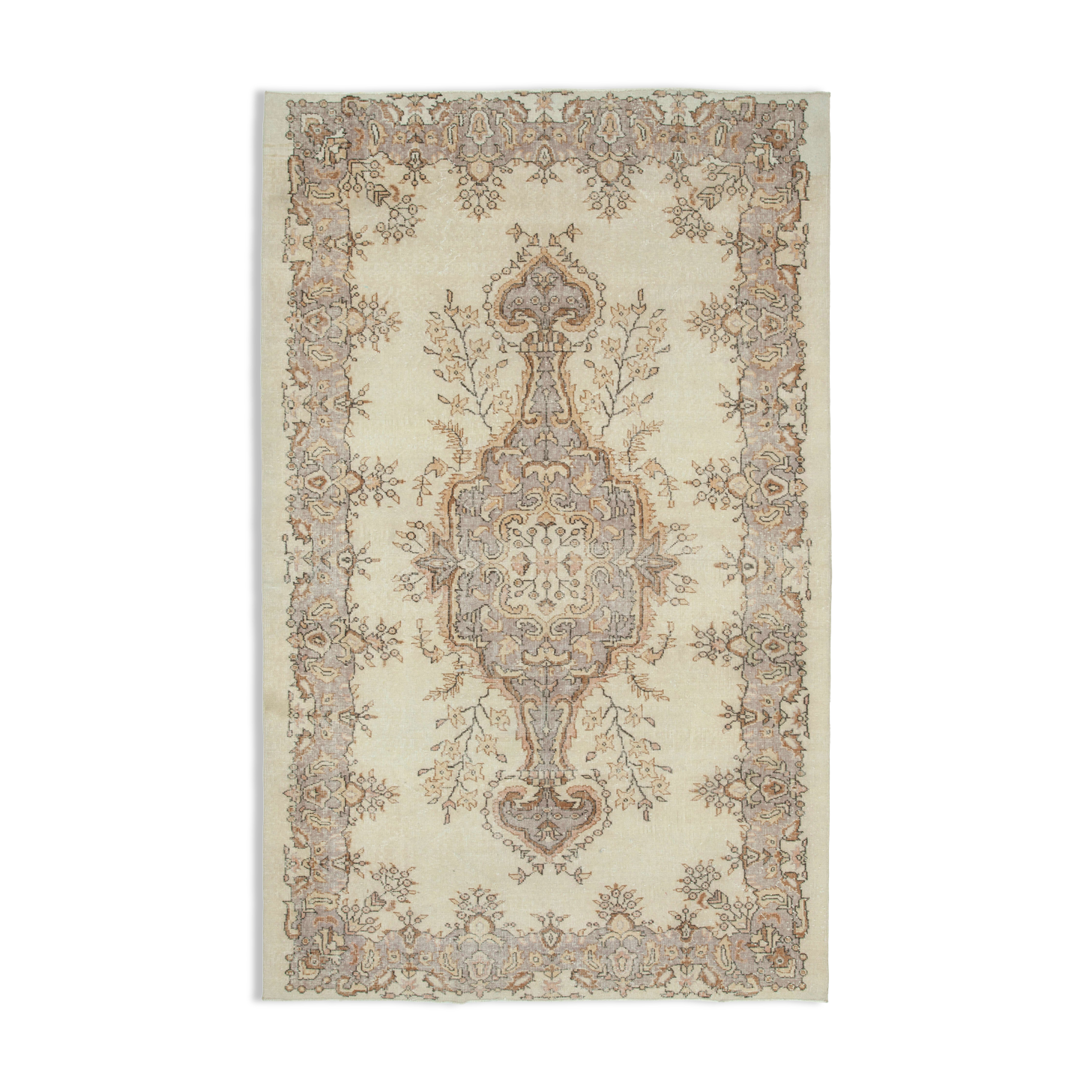 Handmade antique oriental beige rug 184 cm x 295 cm