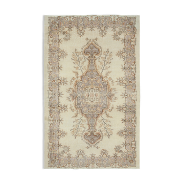 Handmade antique oriental beige rug 184 cm x 295 cm