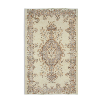 Tapis beige oriental ancien fait à la main 184 cm x 295 cm