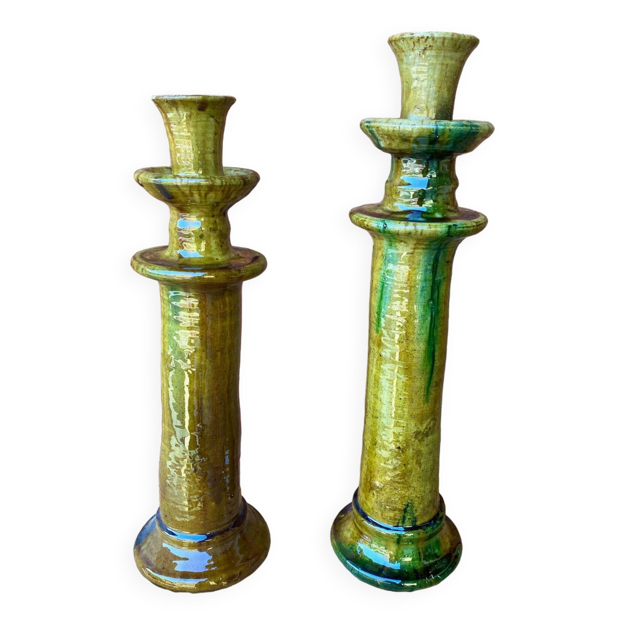 2 bougeoirs de Tamegroute en céramique émaillée