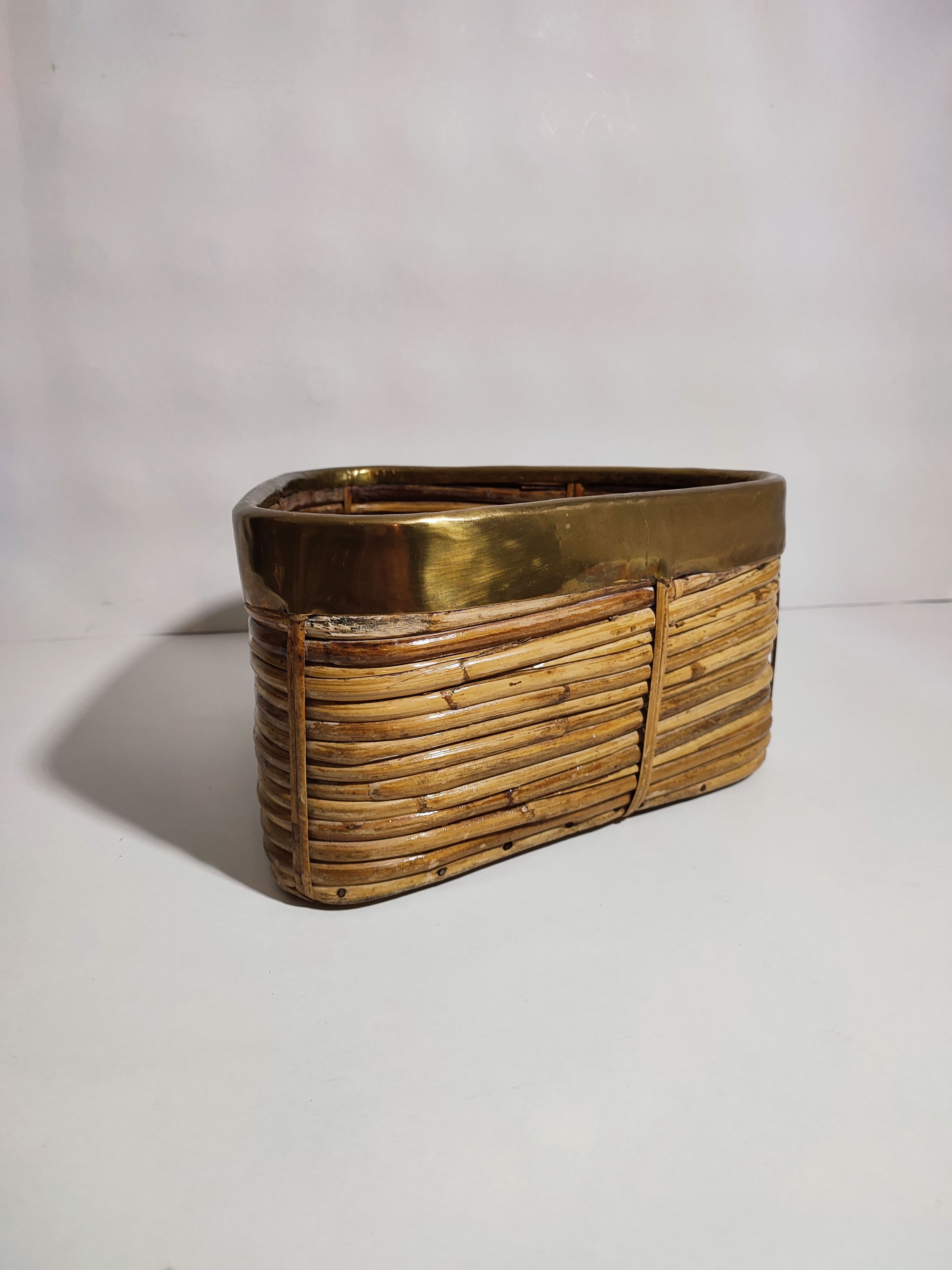 Rattan Brass Basket 1970