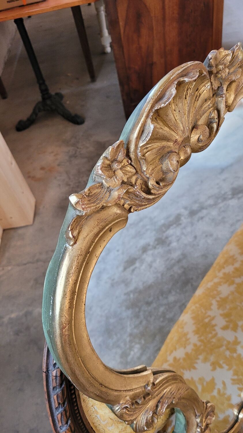 Pair of mirrors style louis xv rocaille in gilded wood carved 1900