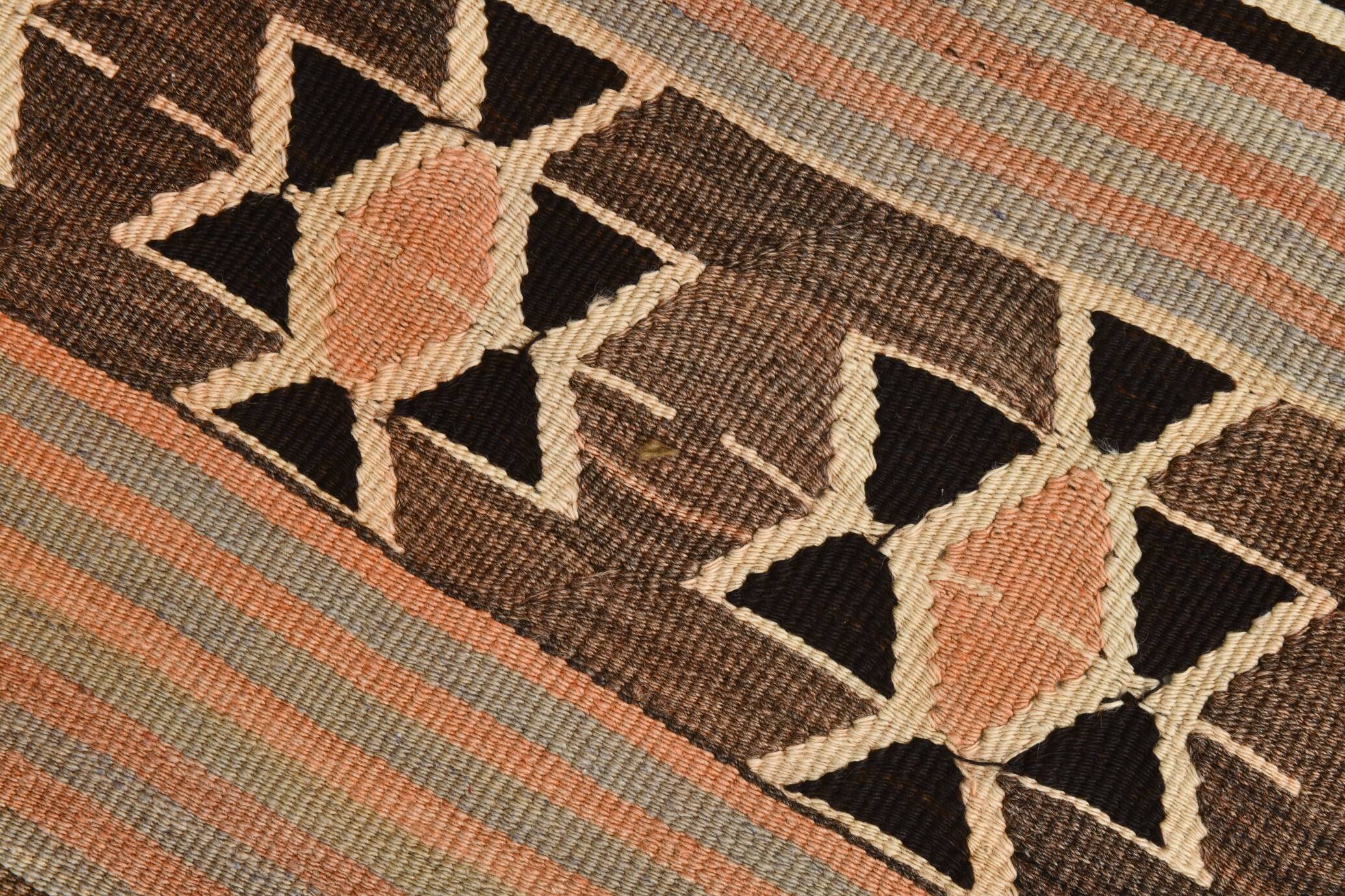 2x5 Salmon Brown Geometric Kilim Rug, 80x170Cm