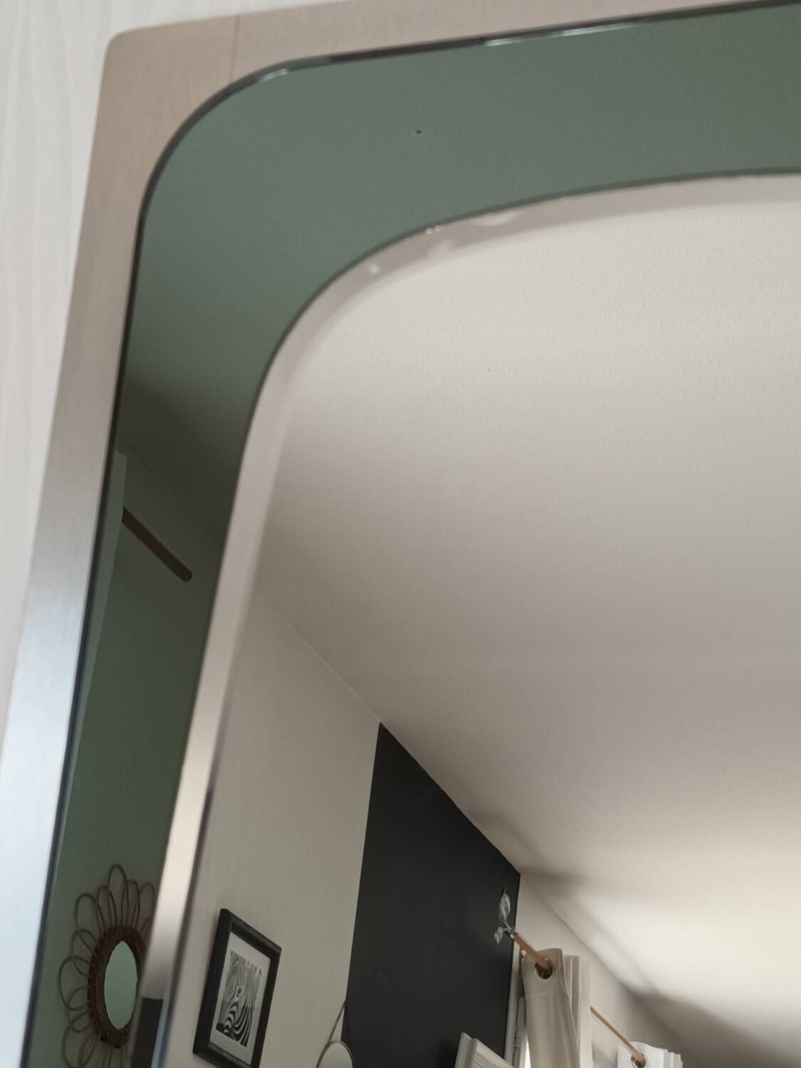 Bevelled mirror in brushed aluminium 1970