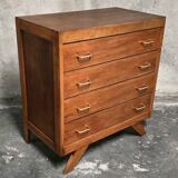 Vintage solid wood chest of drawers – 1950s – tapered legs