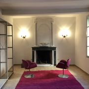 Large vintage pink wool rug