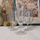 Old engraved crystal champagne flutes
