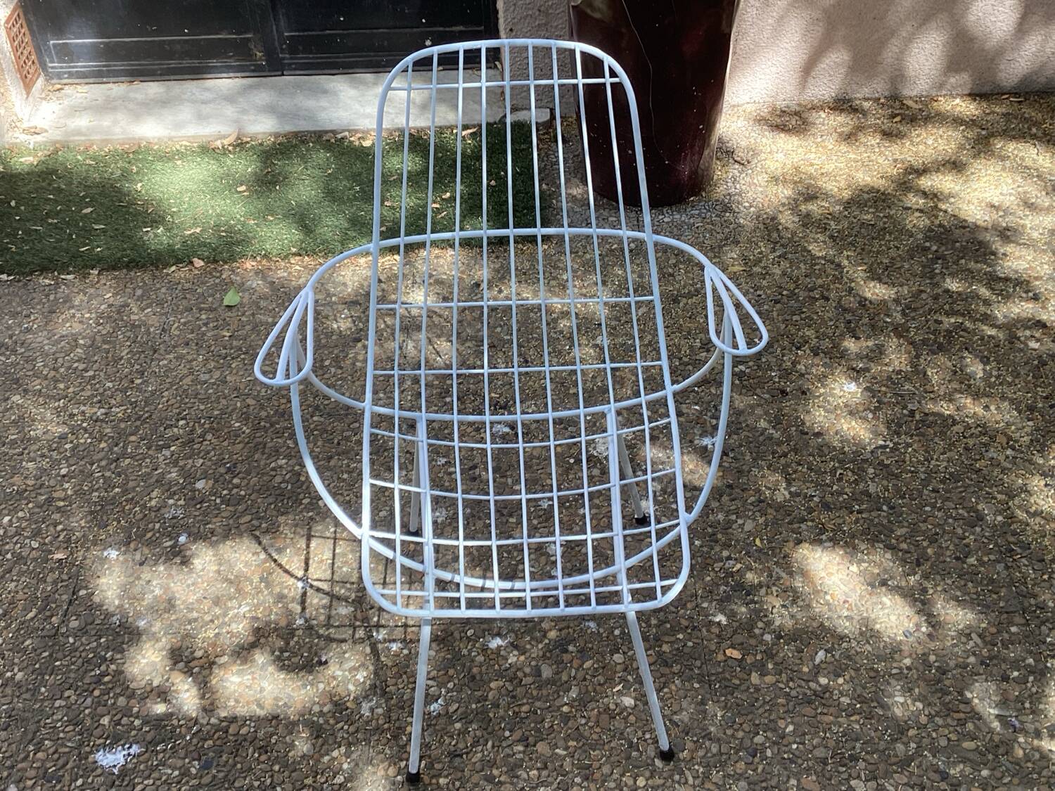 4 vintage 60s garden armchairs in white metal