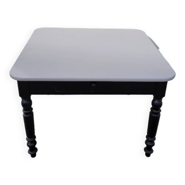 Table de ferme bistrot patiné ancienne, un tiroir