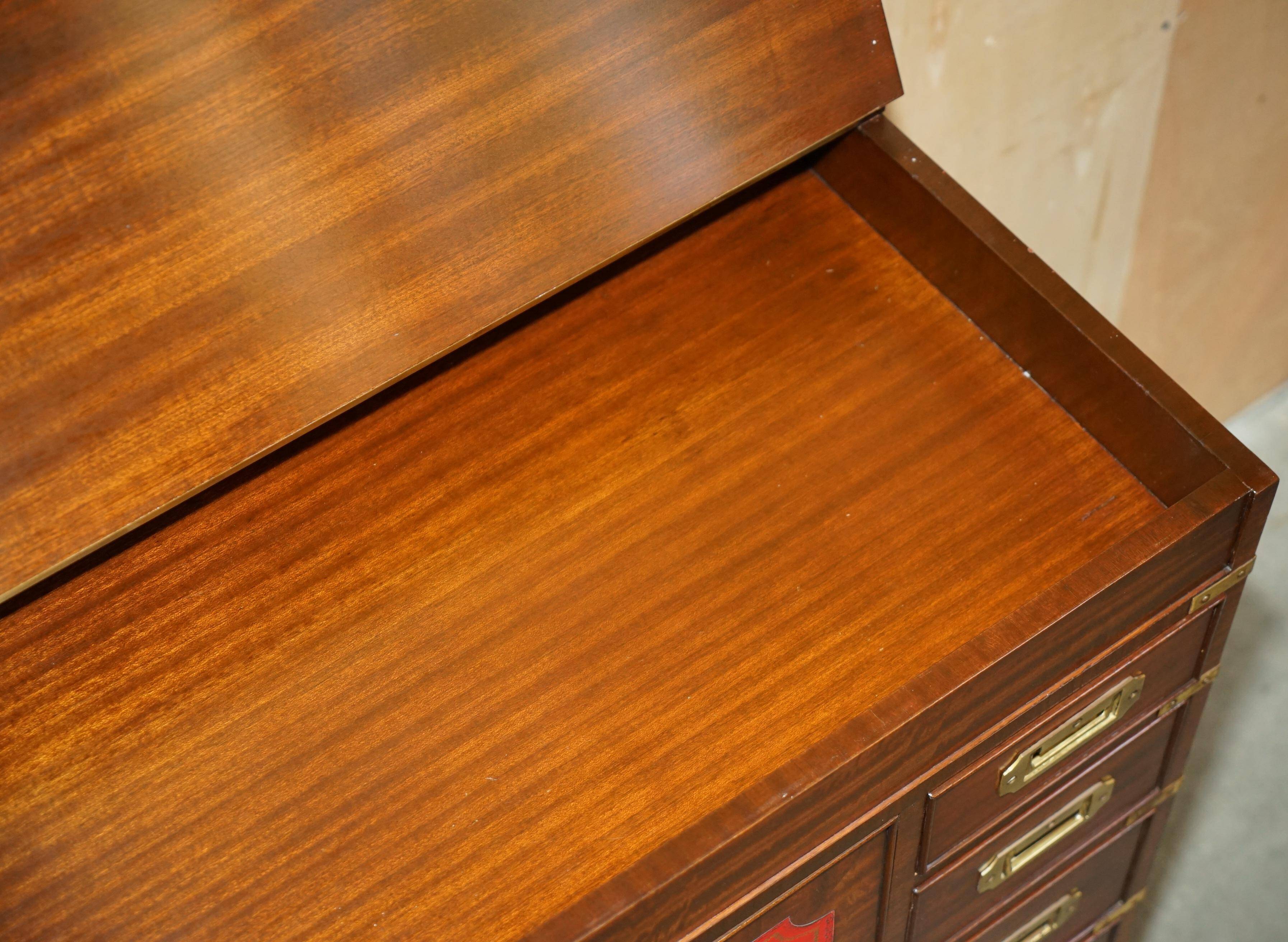 Vintage military commode FINE hardwood, brass and leather.