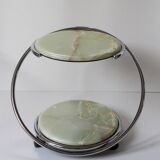 Space Age green onyx and chrome table