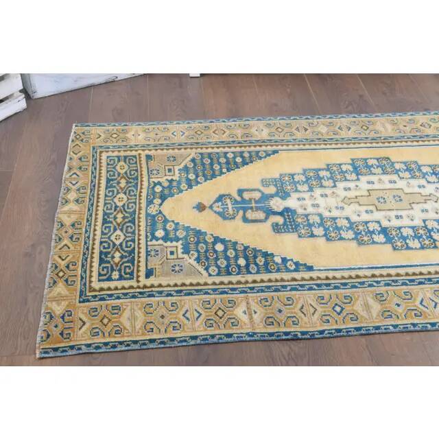 Vintage Turkish Oushak Handmade Wool Cotton Orange Area Rug 95x188