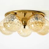1960s Space Age brass ceiling lamp with 5 glass balls