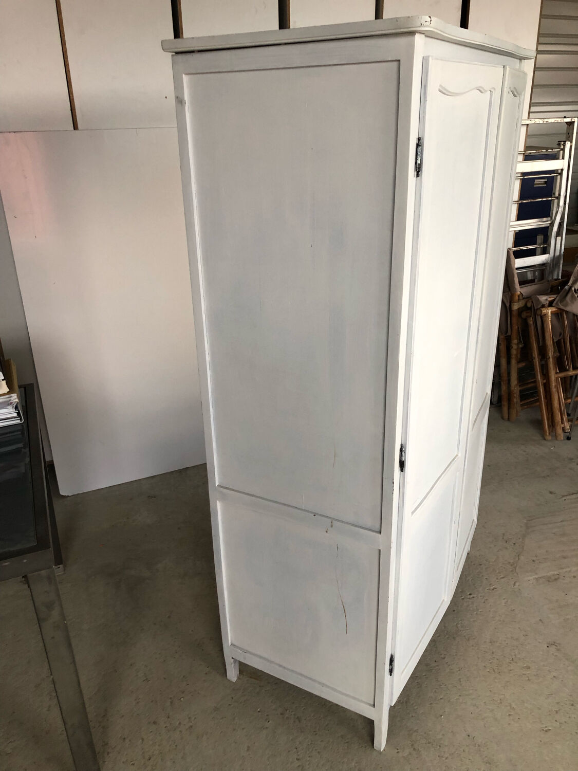 Wooden cabinet with wardrobe and shelves