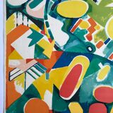 Original lithograph signed by jacques lagrange, abstract composition (landscape), 1974