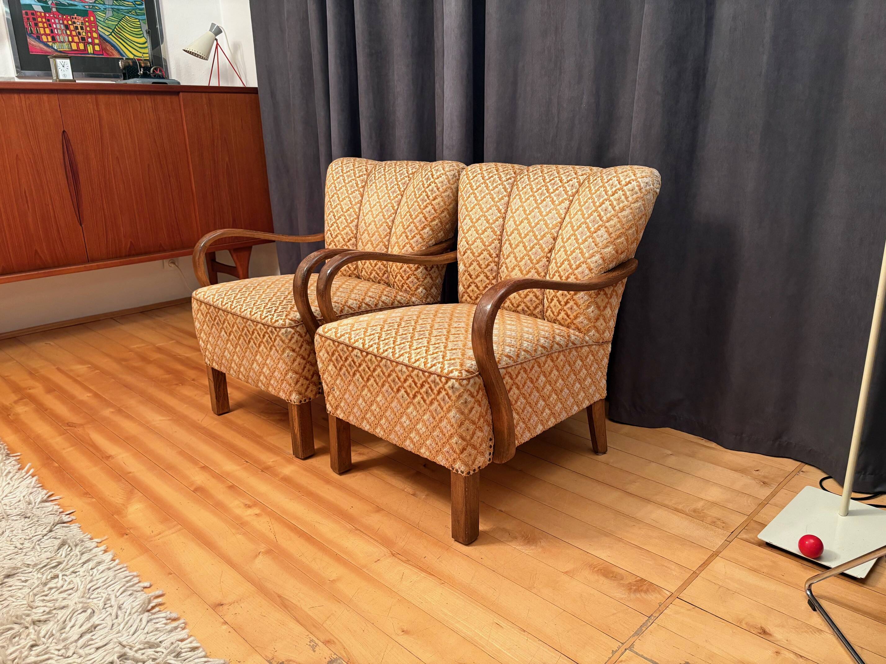 Pair of Art Deco Armchairs, 1940s