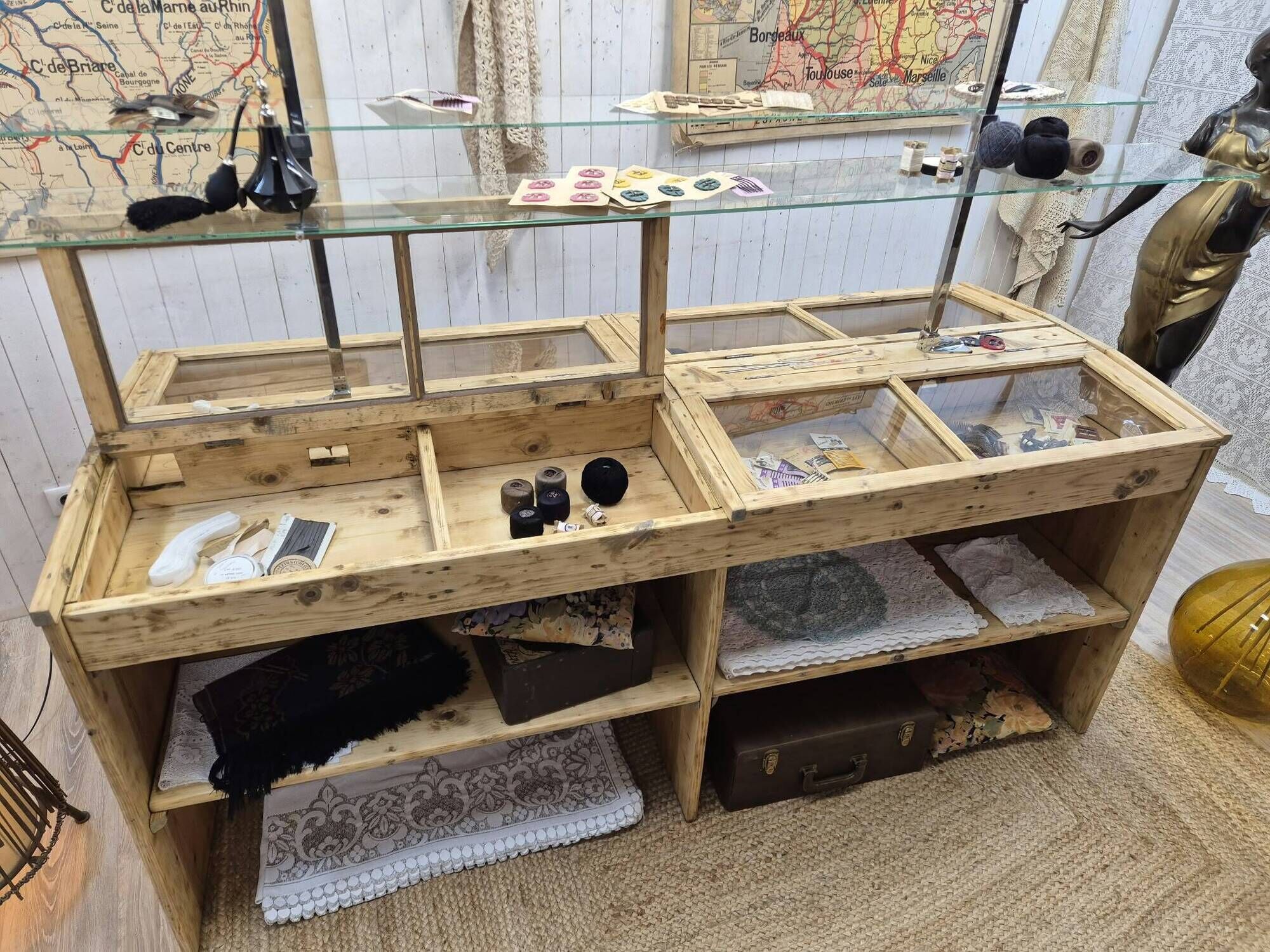 Old haberdashery display cabinet