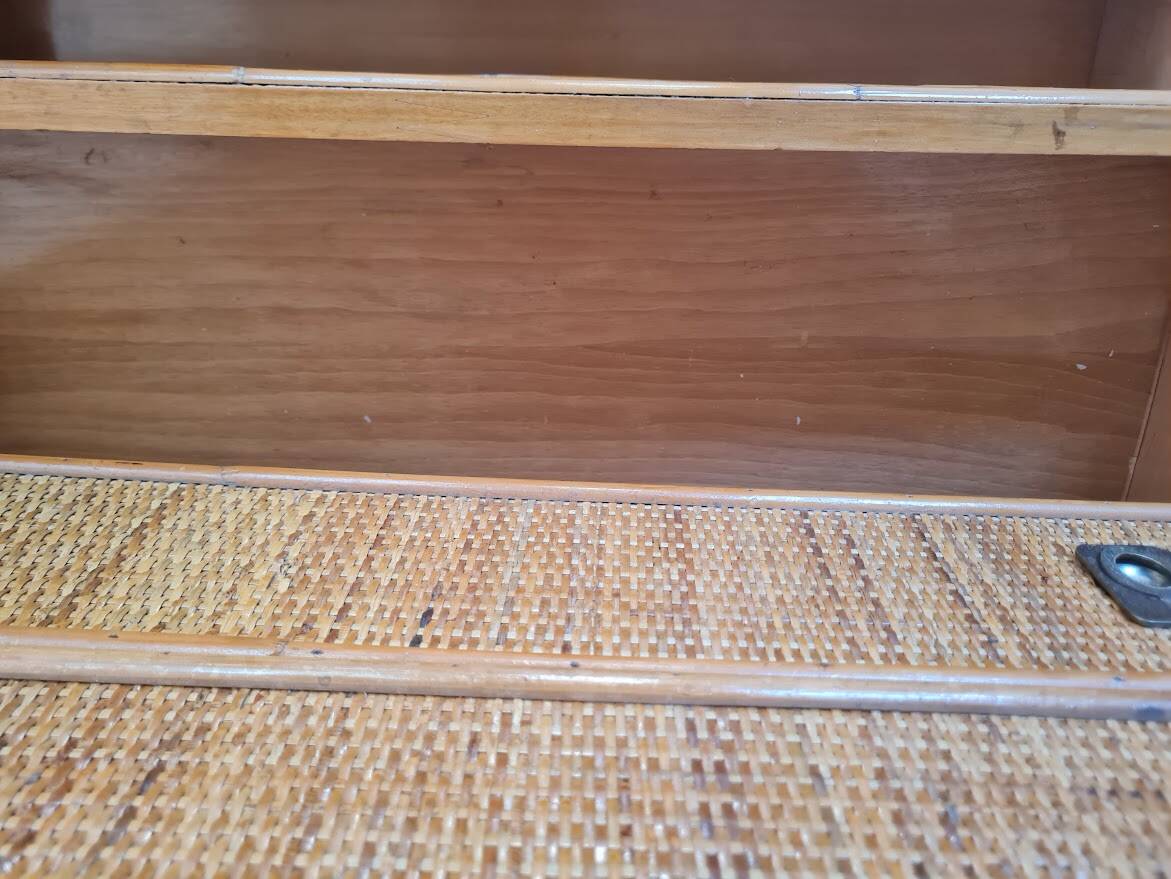 Rattan chest of drawers circa 1970, Dal Vera