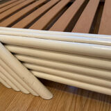 Vintage white rattan bed from the 1960s.