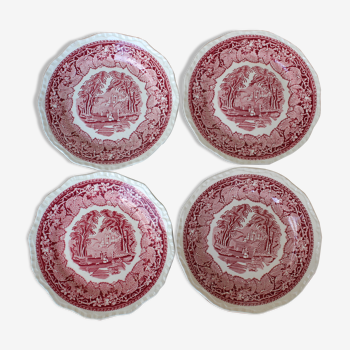 Batch of 4 old dessert plates in english porcelain "Mason's"