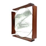 Mid-century teak table / wall mirror / vanity, Italy 1960s