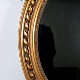 Miroir ovale cadre ancien style Louis XVI bois stuc doré d'origine 58x40 cm
