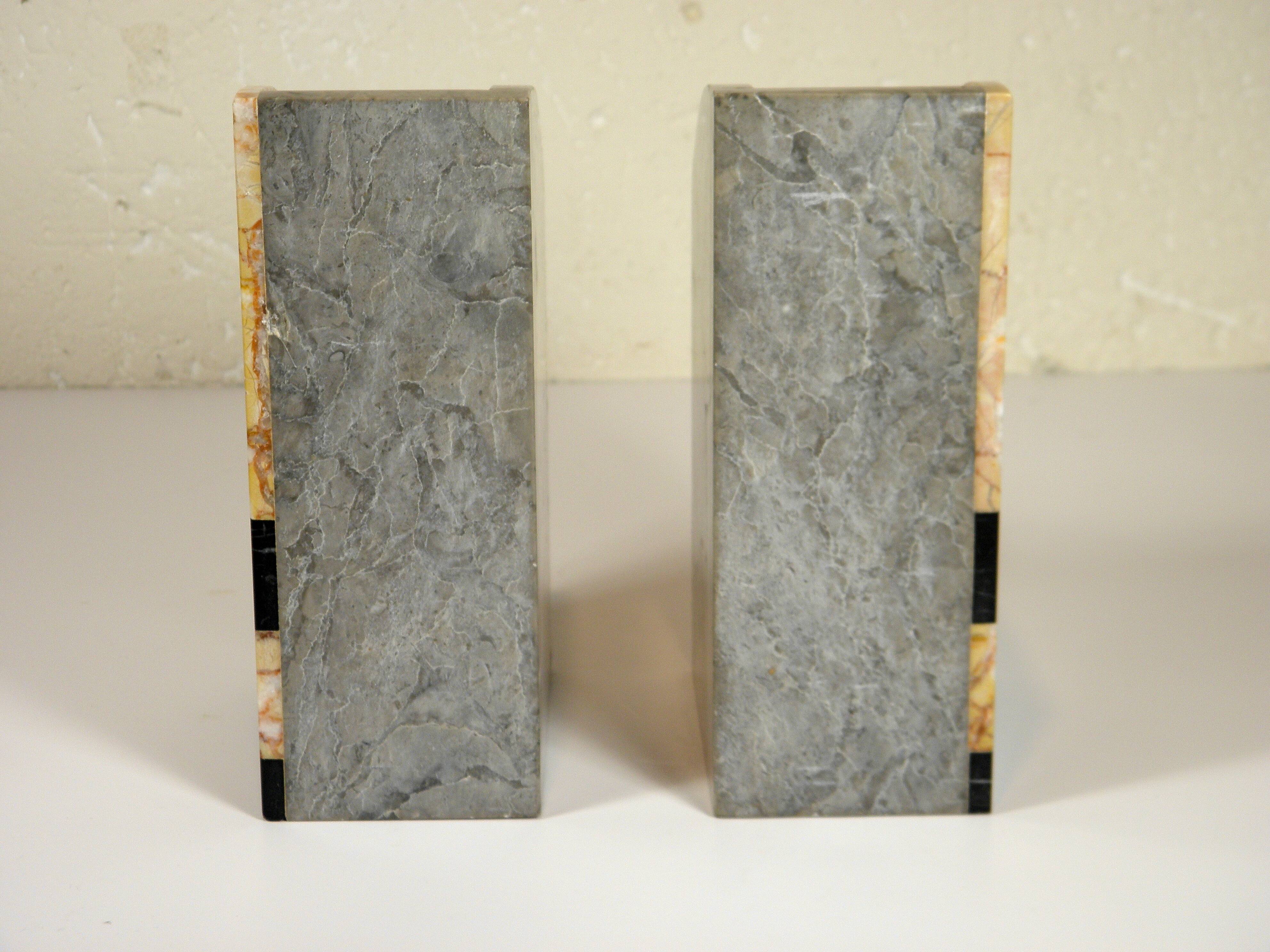 Pair of art deco marble bookends
