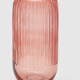 Vase en verre rose à rayures 30cm