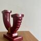 Art Deco red ceramic double candle holder