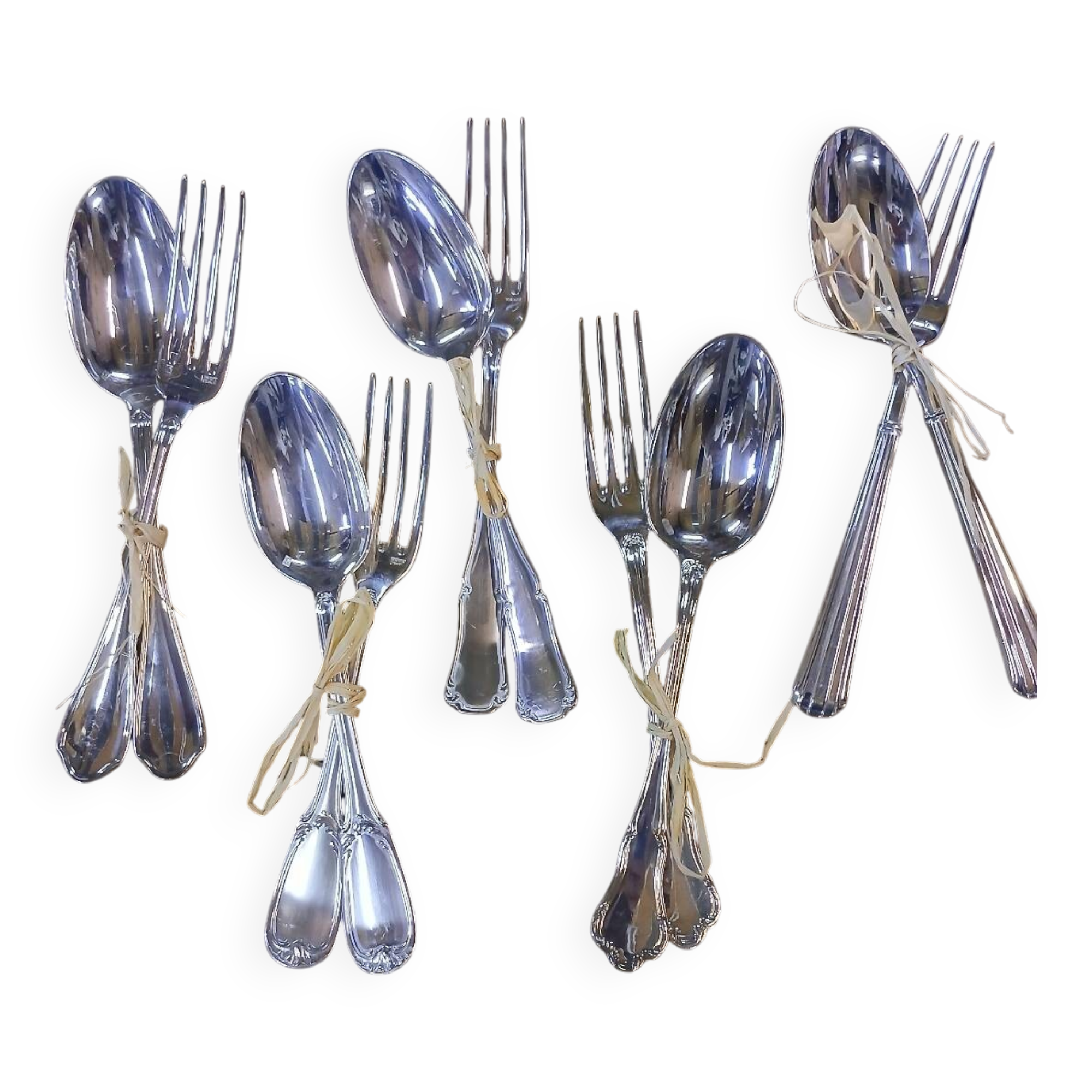 5 pairs of silver-plated cutlery