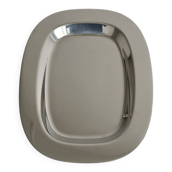 Plateau rectangulaire en inox design angulaire