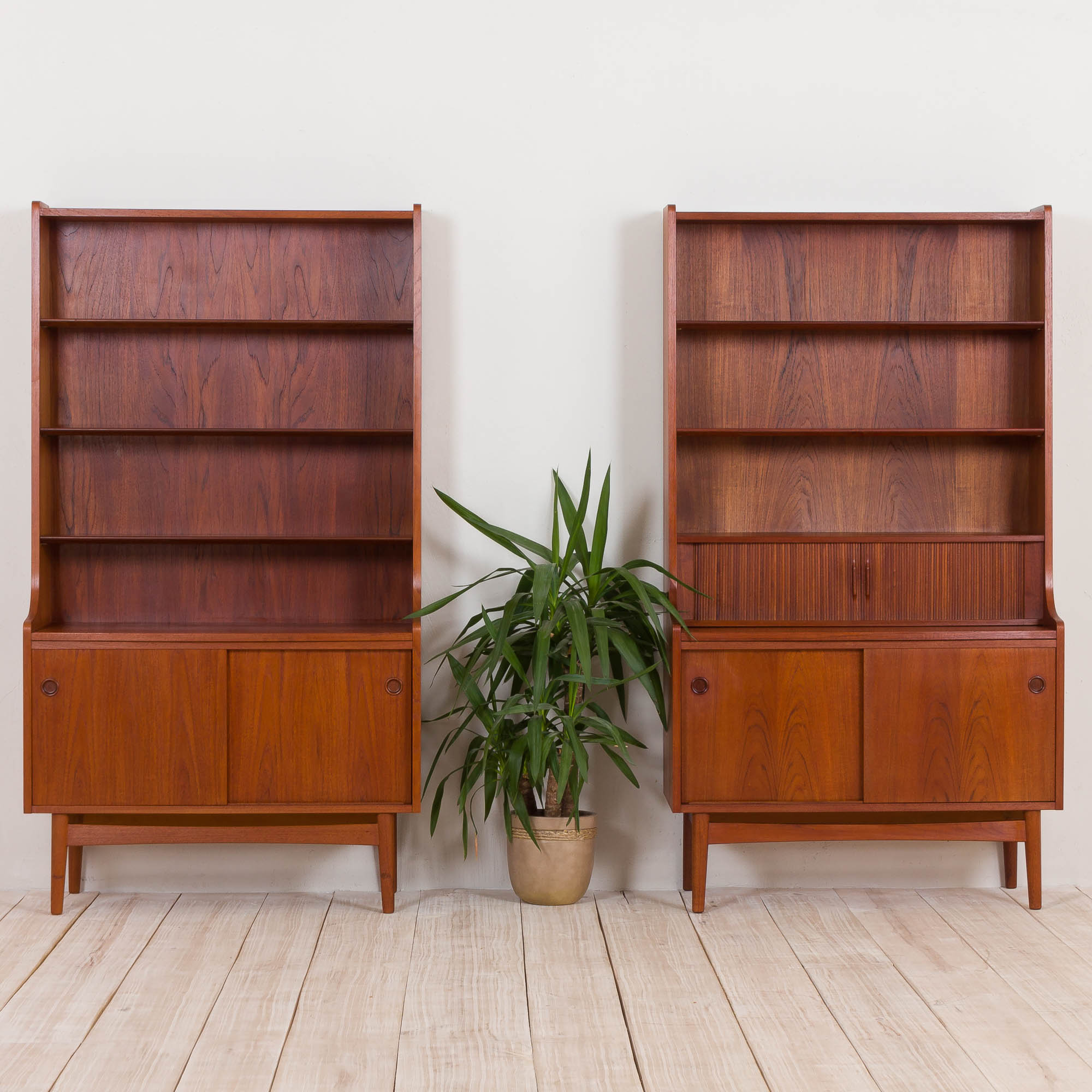 Johannes Sorth Nexo two sections bookcase with a secretaire in teak, Danish, 60s