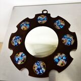 Modernist wood and enamel mirror by J. Capo Esmaltes, Spain, 1970s