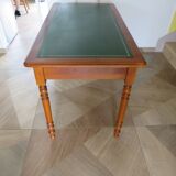 Minister's desk style L. Philippe – 2 drawers – cherry wood – faux leather desk mat