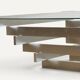 Table basse sculpturale en aluminium brossé et verre – années 1970