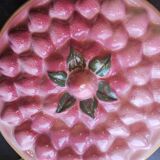 Glazed ceramic dessert plate with strawberry design.