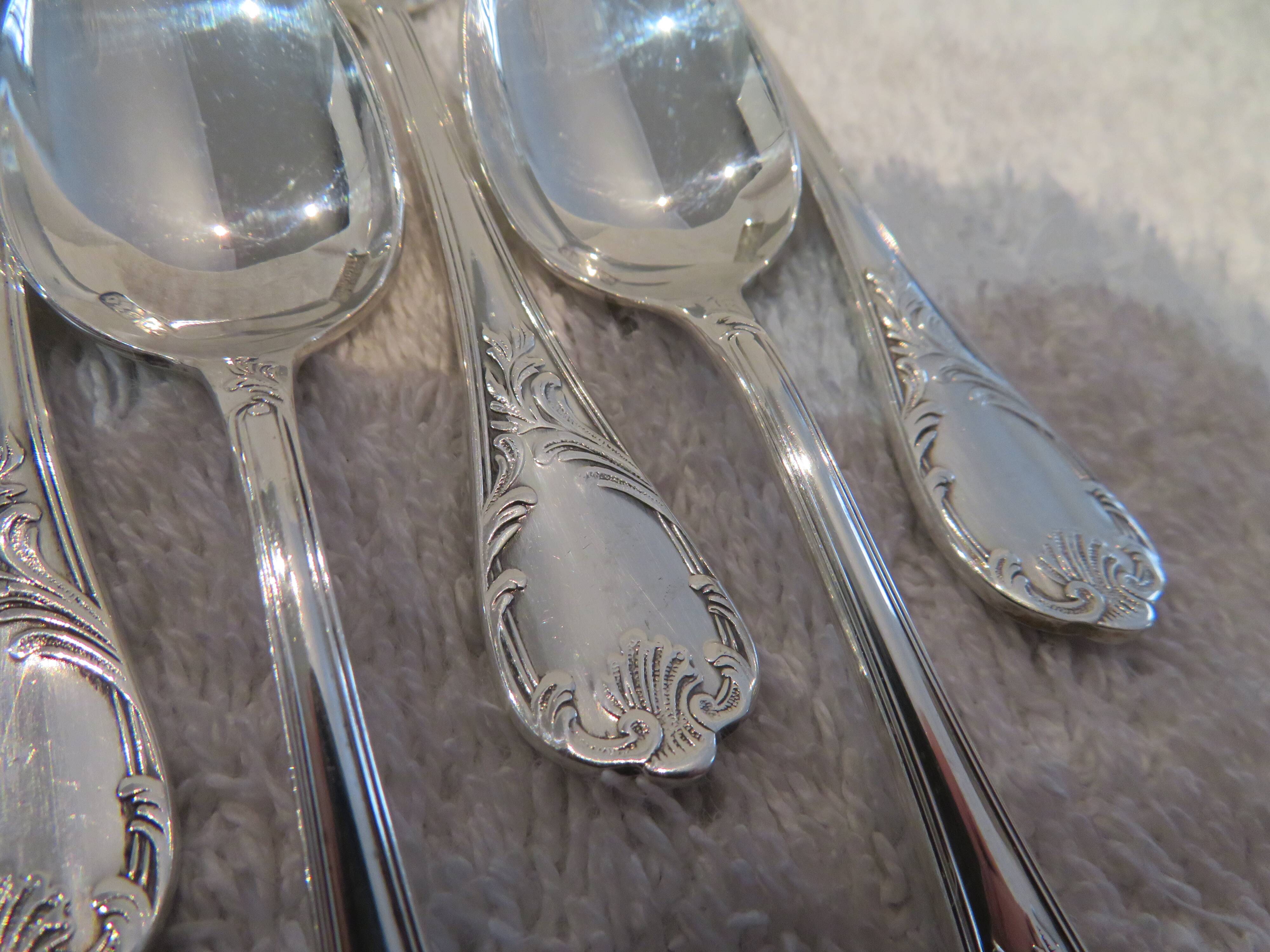 12 silver-plated mocha spoons by Christofle Marly, 10cm