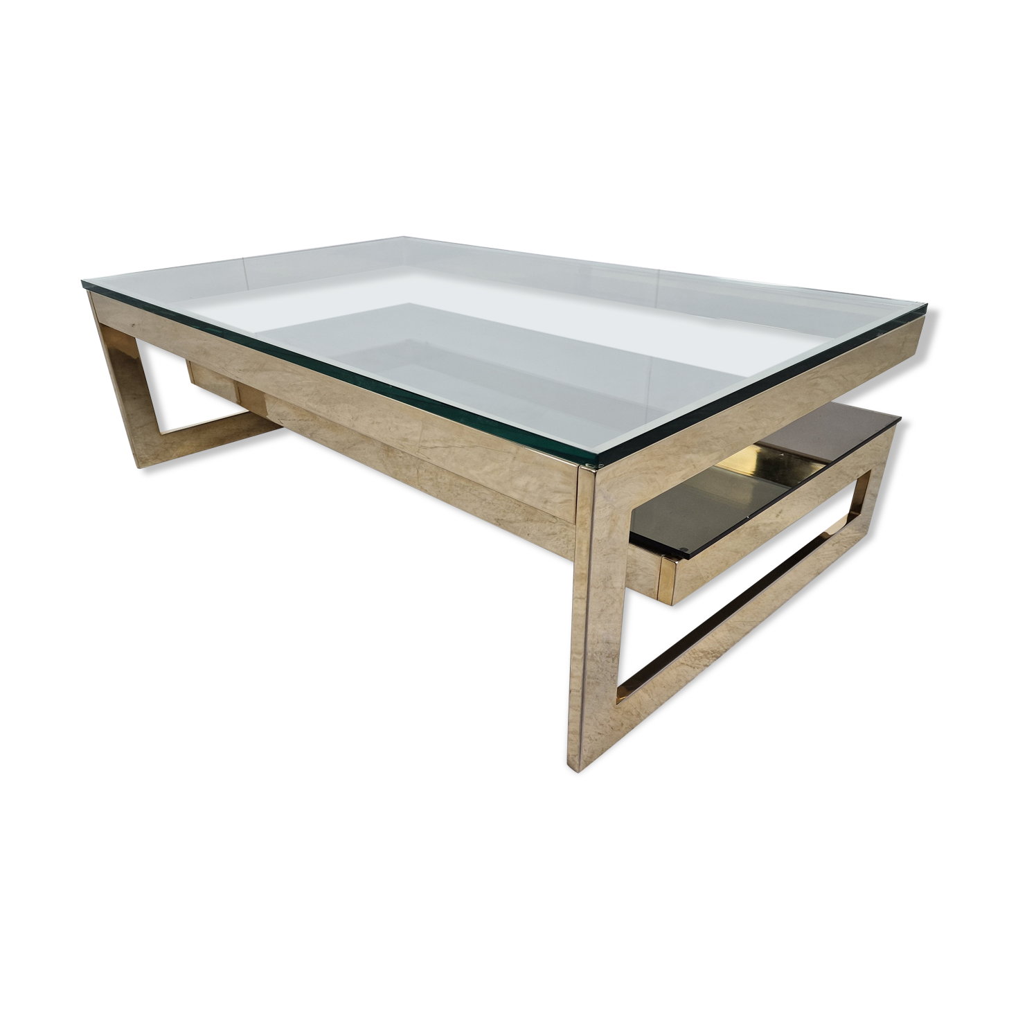 Vintage gold leaf coffee table by Belgochrom, 1970s