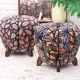 up to 3 Art Deco stools by Jindrich Halabala, leaf pattern, pouf, ottoman, 1930s