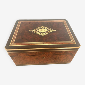 Jewelry box in cedar burl Boulle marquetry box Napoleon III period