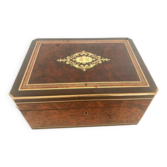 Jewelry box in cedar burl Boulle marquetry box Napoleon III period