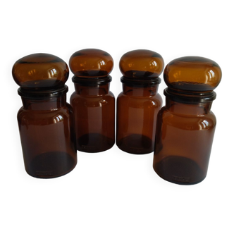 Set of 4 amber jars Vintage Apothecary Ariel