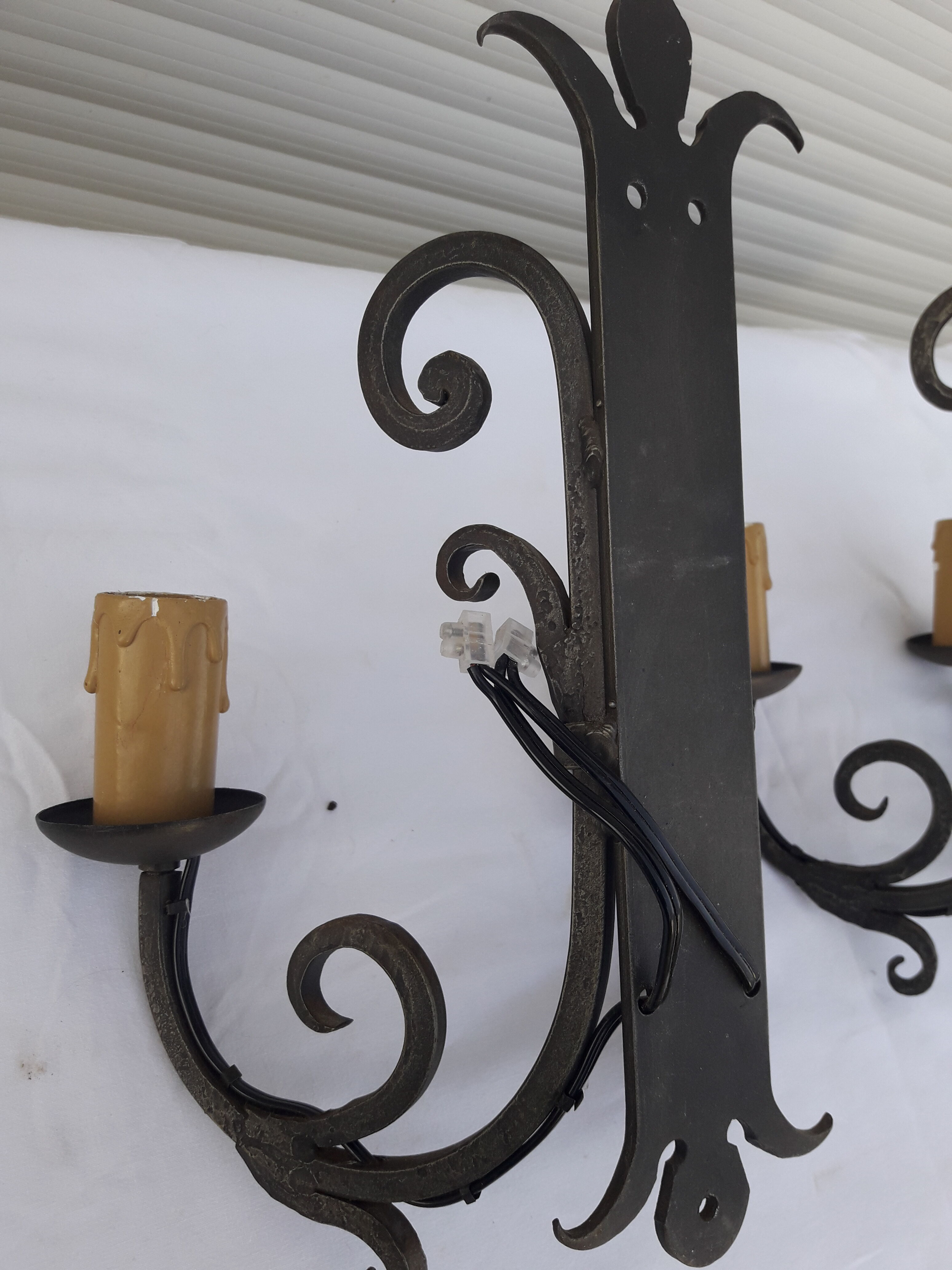 Pair of wrought iron wall light